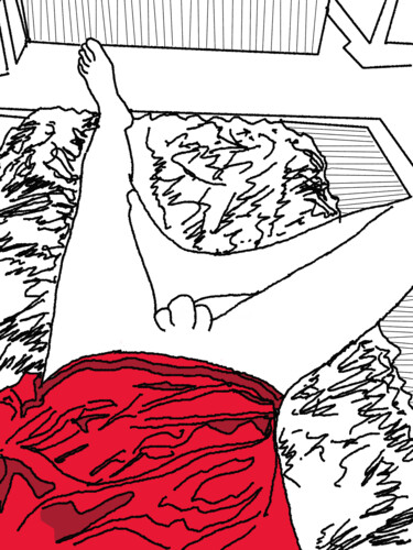Digitale Kunst mit dem Titel "Me In A Red T-Shirt" von Gee Shepherd, Original-Kunstwerk, Digitale Malerei