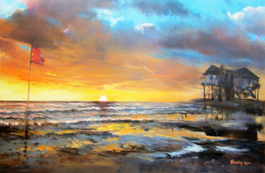 Painting titled "St. Peter-Ording ze…" by Geert Bordich, Original Artwork, Oil