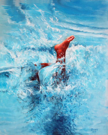 Malerei mit dem Titel "Another Splash" von Geert Bordich, Original-Kunstwerk, Öl