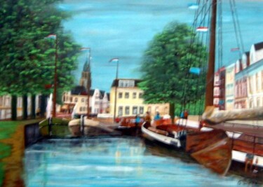 Schilderij getiteld "Groningen 3" door Geert Winkel, Origineel Kunstwerk, Olie