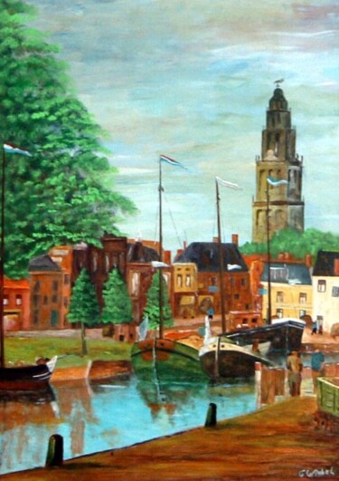 Schilderij getiteld "Groningen2" door Geert Winkel, Origineel Kunstwerk, Olie