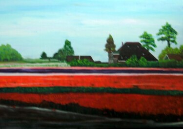 Schilderij getiteld "Lente in Holland" door Geert Winkel, Origineel Kunstwerk, Olie