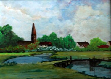 Painting titled "Groningerland" by Geert Winkel, Original Artwork, Oil