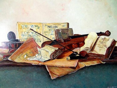 Painting titled "Muziek" by Geert Winkel, Original Artwork, Oil