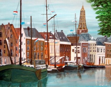 Painting titled "Hooge der Aa (Groni…" by Geert Winkel, Original Artwork, Oil