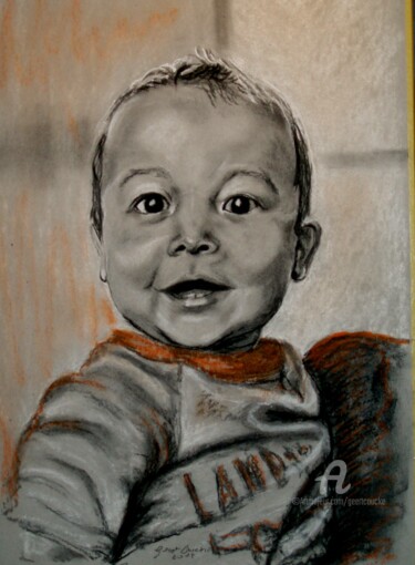 Drawing titled "portret" by Geert Coucke, Original Artwork, Charcoal