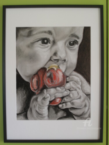 Drawing titled "emiele." by Geert Coucke, Original Artwork, Charcoal