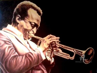 Schilderij getiteld "Miles Davis" door Geert Coucke, Origineel Kunstwerk, Olie