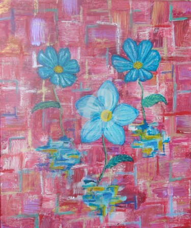 Peinture intitulée "blue flower.jpg" par Gège Salliahc, Œuvre d'art originale, Acrylique