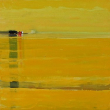 Peinture intitulée "etang jaune" par Gege Royan, Œuvre d'art originale