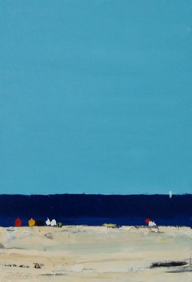 Painting titled "la plage" by Gege Royan, Original Artwork
