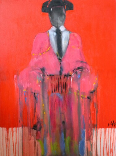 Painting titled "The Matador in red" by Gela Mikava, Original Artwork, Acrylic