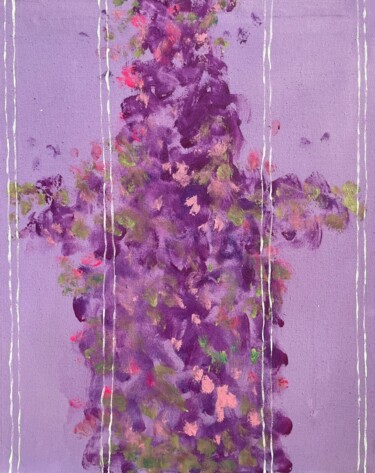 Painting titled "The Flowers in purp…" by Gela Mikava, Original Artwork, Acrylic