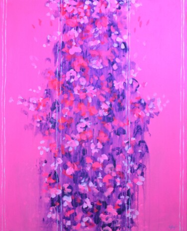 Ζωγραφική με τίτλο "The Flowers in pink…" από Gela Mikava, Αυθεντικά έργα τέχνης, Ακρυλικό