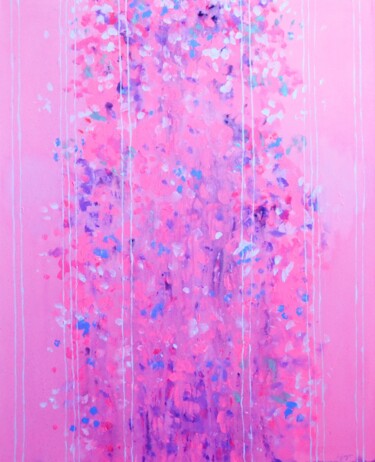 Pittura intitolato "Flowers in pink" da Gela Mikava, Opera d'arte originale, Acrilico