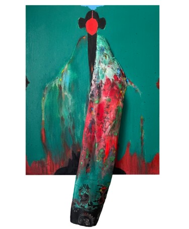 Collagen mit dem Titel "Post-alienation in…" von Gela Mikava, Original-Kunstwerk, Acryl
