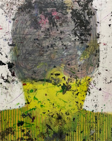 Pittura intitolato "Abstracted face in…" da Gela Mikava, Opera d'arte originale, Acrilico