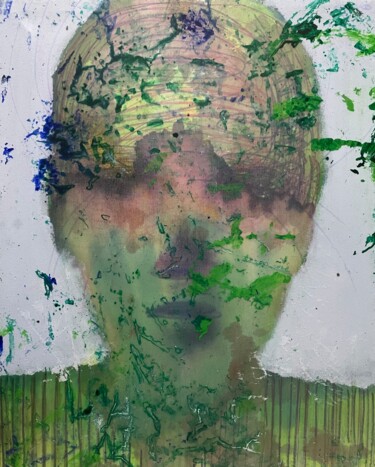 Pintura titulada "Abstracted face in…" por Gela Mikava, Obra de arte original, Acrílico