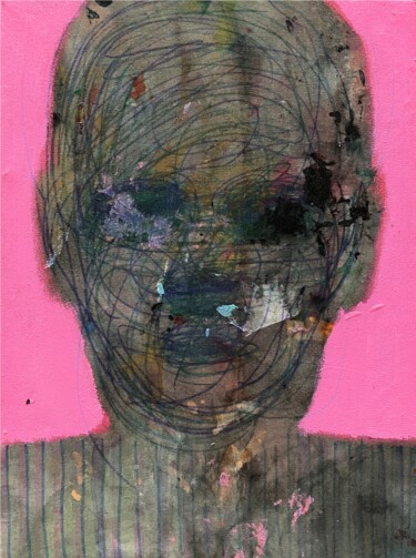 Schilderij getiteld "Abstracted face in…" door Gela Mikava, Origineel Kunstwerk, Acryl