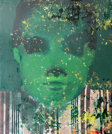 Malarstwo zatytułowany „Abstracted face in…” autorstwa Gela Mikava, Oryginalna praca, Akryl
