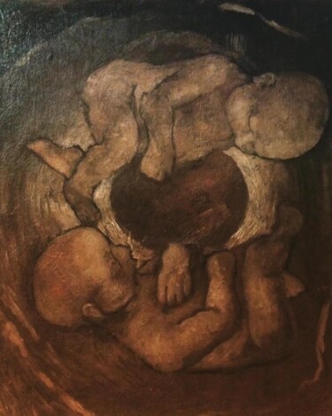 Pittura intitolato "Twins" da Gela Mikava, Opera d'arte originale, Olio