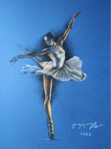 Dibujo titulada "Танцовщица" por Gela Philauri, Obra de arte original, Pastel