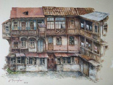 Dibujo titulada "Старый дом - Тбилис…" por Gela Philauri, Obra de arte original, Acuarela