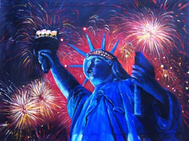 Painting titled "Statue of liberty f…" by Gemma Andrews, Original Artwork, Oil