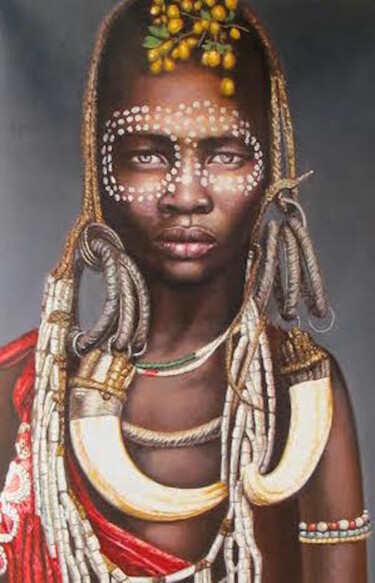 Painting titled "Mursi from Mago tri…" by Gemma Andrews, Original Artwork, Oil