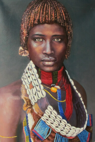 Painting titled "Hamar Tribe, Ethiop…" by Gemma Andrews, Original Artwork, Oil