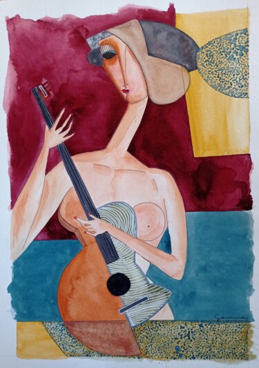 绘画 标题为“Playing #1” 由Gemma Serra Prat, 原创艺术品, 水彩