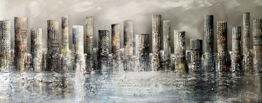Peinture intitulée "Skyline City.." par Gena Genadyj, Œuvre d'art originale, Acrylique