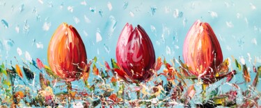 Peinture intitulée "Flowers Tulips" par Gena Genadyj, Œuvre d'art originale, Acrylique