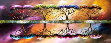 Painting titled "Colorful Seasons.," by Gena Genadyj, Original Artwork, Acrylic