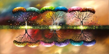 Malerei mit dem Titel "Colorful Seasons,." von Gena Genadyj, Original-Kunstwerk, Acryl