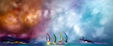 Painting titled "Sailing" by Gena Genadyj, Original Artwork, Acrylic
