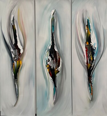 Peinture intitulée "Abstract Three panel" par Gena Genadyj, Œuvre d'art originale, Acrylique