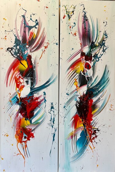Painting titled "Abstract Two panel" by Gena Genadyj, Original Artwork, Acrylic