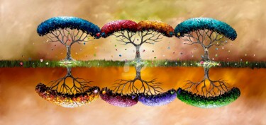Картина под названием "Colorful Seasons.." - Gena Genadyj, Подлинное произведение искусства, Акрил