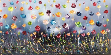 Painting titled "Colorful Flowers.." by Gena Genadyj, Original Artwork, Acrylic