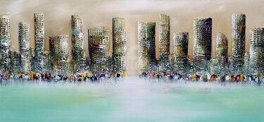 Painting titled "City.," by Gena Genadyj, Original Artwork, Acrylic