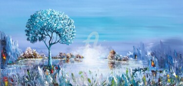 Painting titled "Blue Nature." by Gena Genadyj, Original Artwork, Acrylic