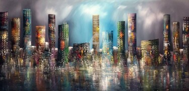 Painting titled "Skyline ." by Gena Genadyj, Original Artwork, Acrylic