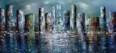 Painting titled "Skyline.." by Gena Genadyj, Original Artwork, Acrylic