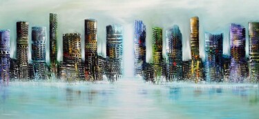 Painting titled "Skyline" by Gena Genadyj, Original Artwork, Acrylic