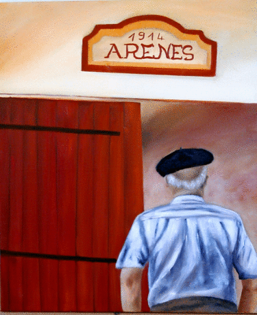 Painting titled "les arènes" by Genevieve Sancere, Original Artwork, Oil