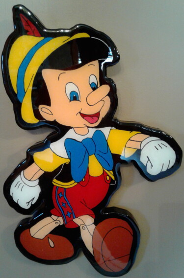 Escultura titulada "Pinocchio Wood Cuto…" por Genedieve, Obra de arte original, Madera