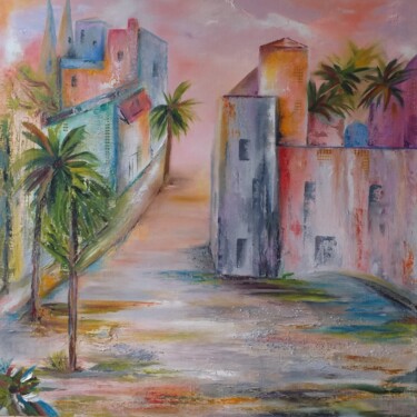 Painting titled "Vieille ruelle au p…" by Geneviève Pace, Original Artwork, Oil