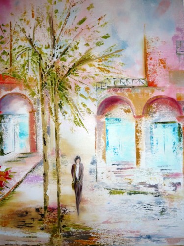 Painting titled "Balade italienne" by Geneviève Pace, Original Artwork, Oil