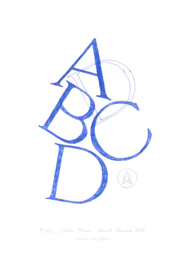 Disegno intitolato "D, ABC - Edition Bl…" da Generous Rose, Opera d'arte originale, Inchiostro